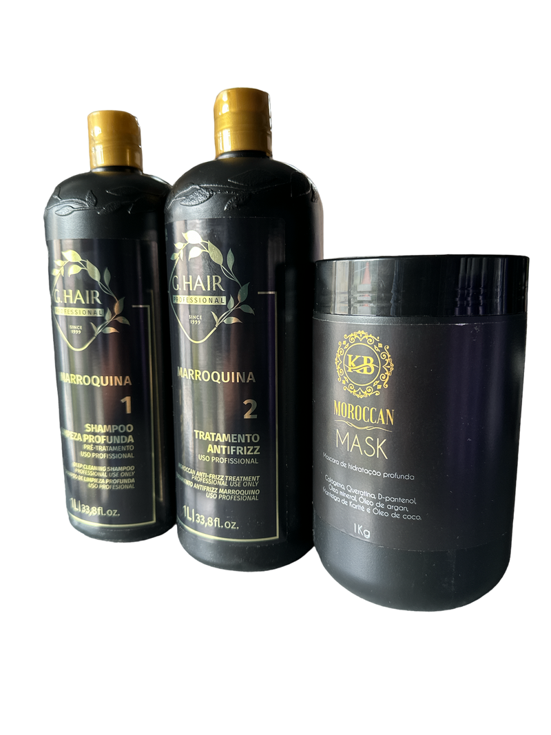 KB  MARROQUINO TRATAMIENTO DE QUERATINA SET 3 PCS . 1000ml 34 oz - Keratinbeauty