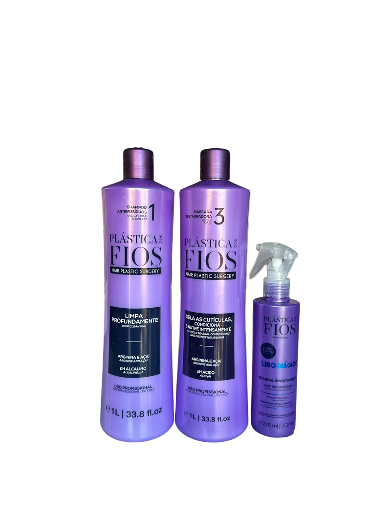 Cadiveu Plastica Dos Fios Shampoo, Conditioner And Magic Fluid Hair Set 1000ml - Keratinbeauty