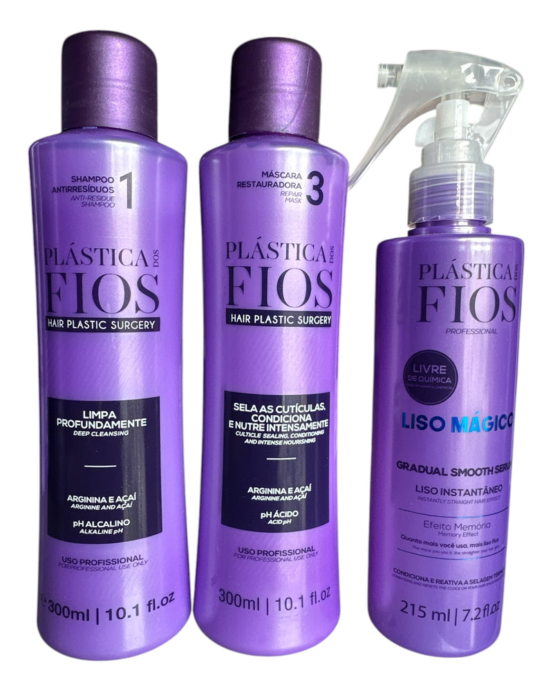 Cadiveu Plastica Dos Fios Sexy Hair Set. Detox Shampoo,Conditioner and Magic Fluid